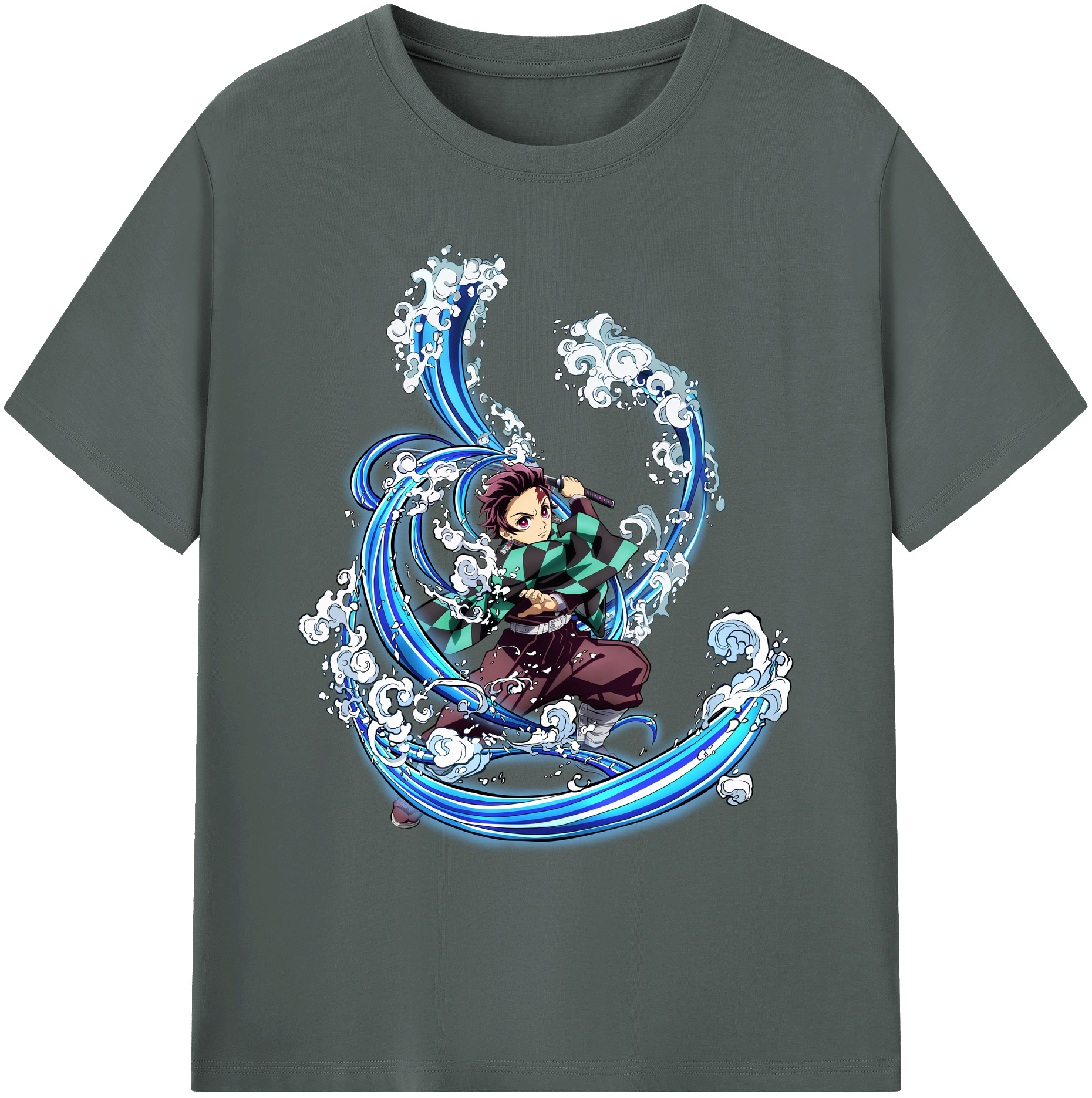 （画像用） 鬼滅の刃 竈門 炭治郎／かまど たんじろう Kamado Tanjirou 綿100％ メンズ半袖Tシャツ｜肌触りやわらか＆通気性